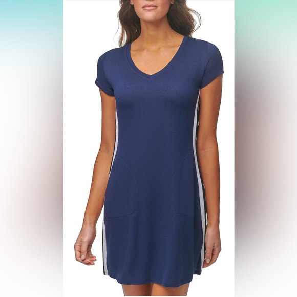 Marc New York Performance Women's Performance Relaxed Fit V-Neck T-Shirt Dress - Picture 2 of 8